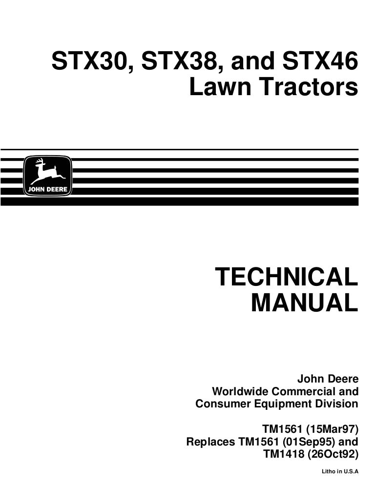 John Deere Stx38 Pto Switch Wiring Diagram John Deere Stx38 Lawn Garden Tractor Service Repair Manual