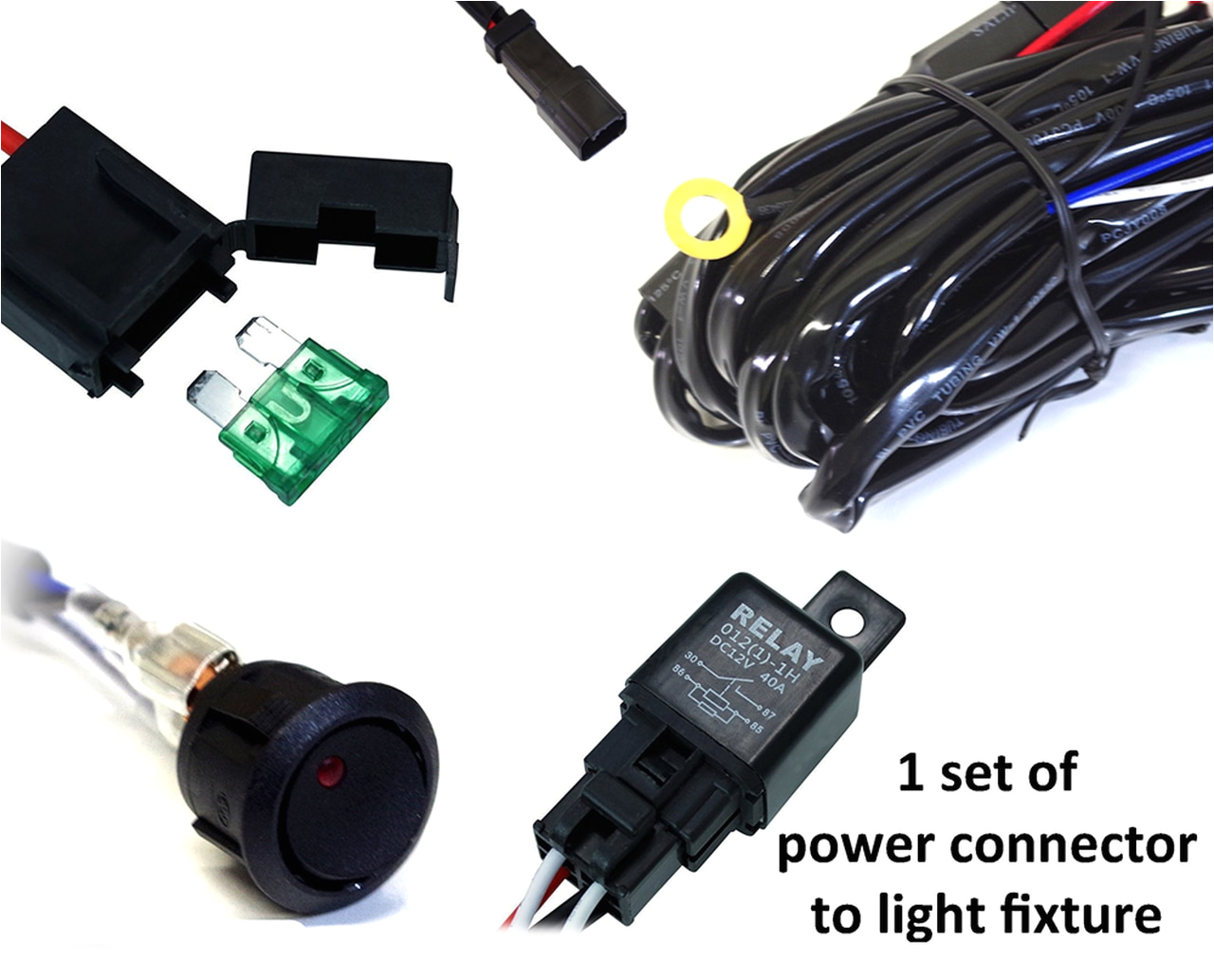 Led Equipped Light Bar Wiring Diagram Xprite Led Light Bar Wiring Harness with 1 Leg 40 Amp Relay On Off Switch