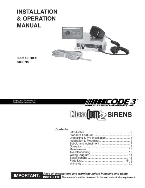Led Equipped Siren Wiring Diagram Microcom 2 Siren Install Guide Code 3 Public Safety Equipment Led Equipped Siren Wiring Diagram Microcom 2 Siren Install Guide Code 3 Public Safety Equipment
