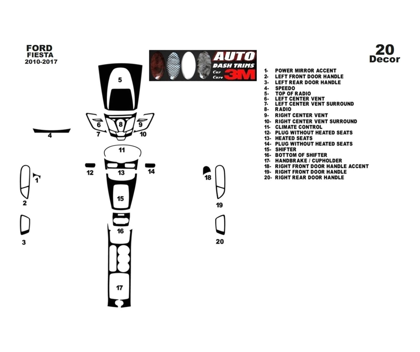 Leer Camper Shell Wiring Diagram ford Fiesta 2010 2017 Mittelkonsole Armaturendekor Cockpit Dekor 20 Teile
