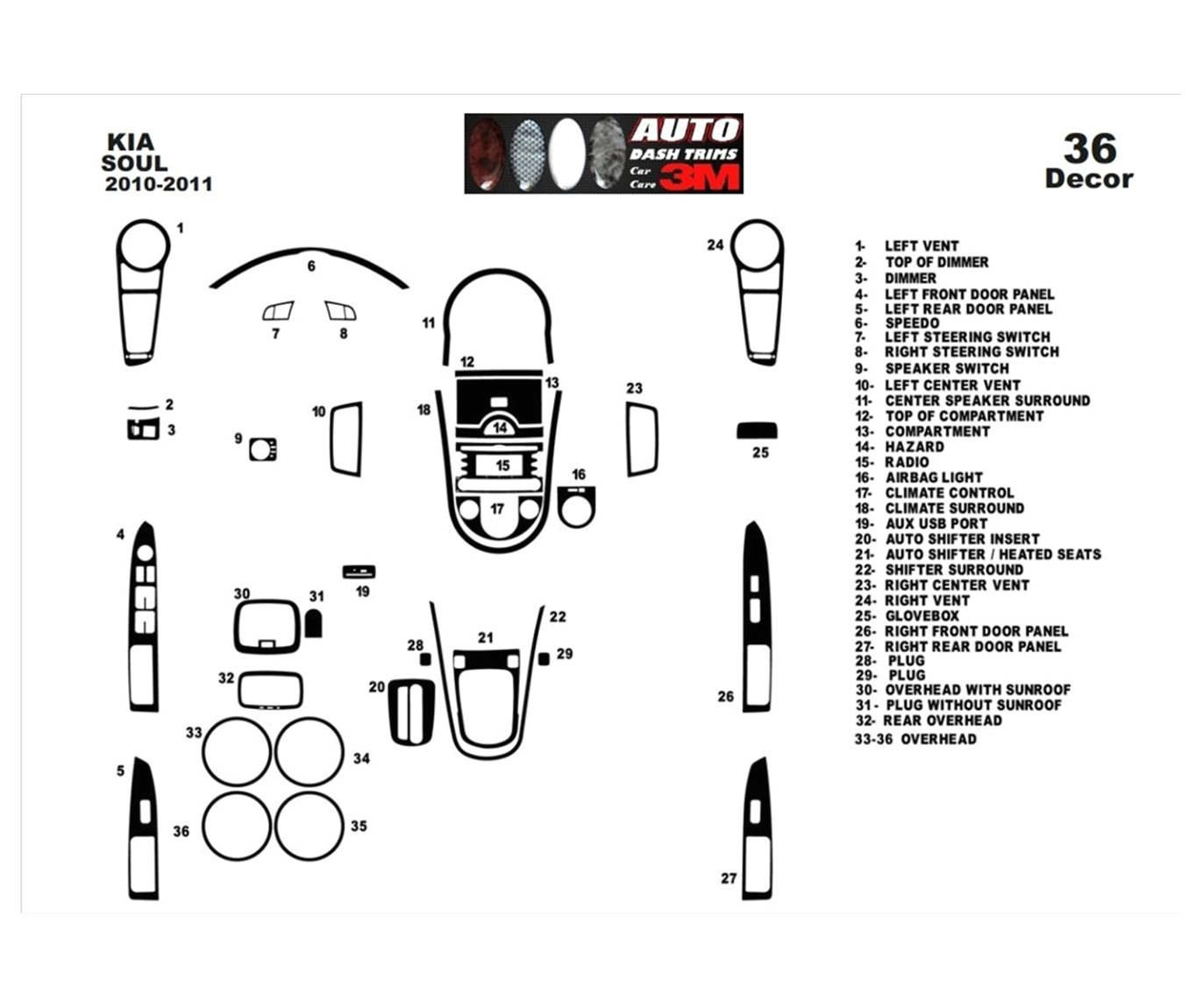 Leer Camper Shell Wiring Diagram Kia soul 2010 2011 Mittelkonsole Armaturendekor Cockpit
