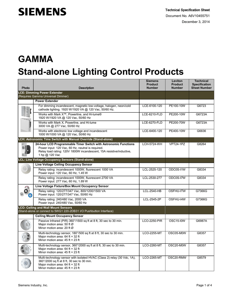 Leviton Occupancy Sensor Wiring Diagram Gamma Stand Alone Lighting Control Products