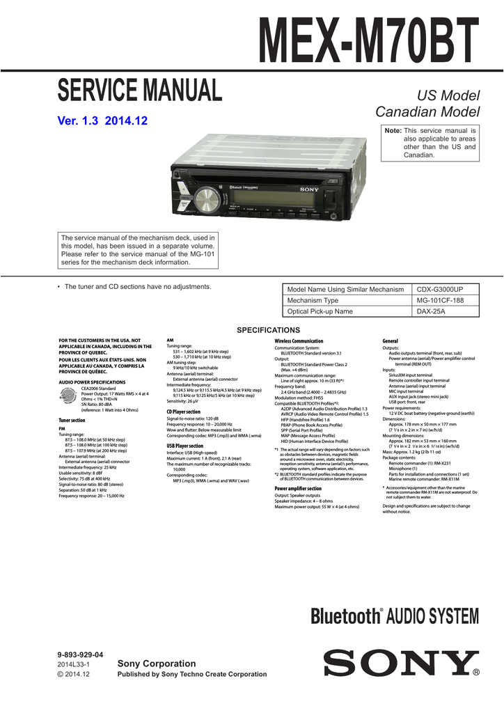 Sony Mex N4200bt Wiring Diagram Boss Audio Systems R1004 Service Manual Manualzz Sony Mex N4200bt Wiring Diagram Boss Audio Systems R1004 Service Manual Manualzz