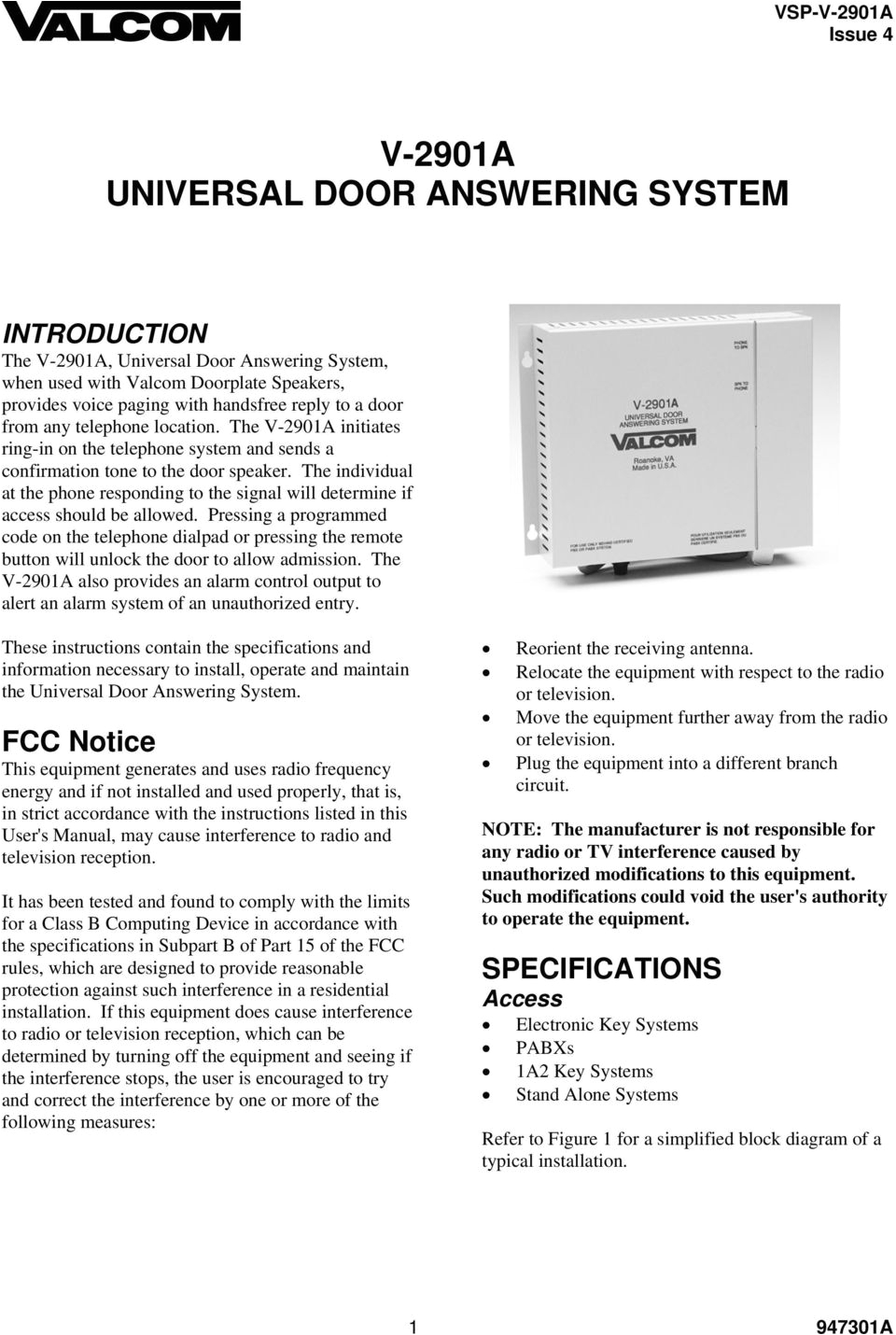 Valcom V 9970 Wiring Diagram V 2901a Universal Door Answering System Pdf Free Download Valcom V 9970 Wiring Diagram V 2901a Universal Door Answering System Pdf Free Download