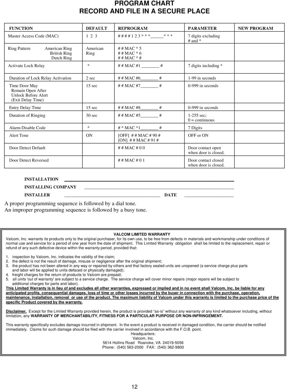 Valcom V 9970 Wiring Diagram V 2901a Universal Door Answering System Pdf Free Download