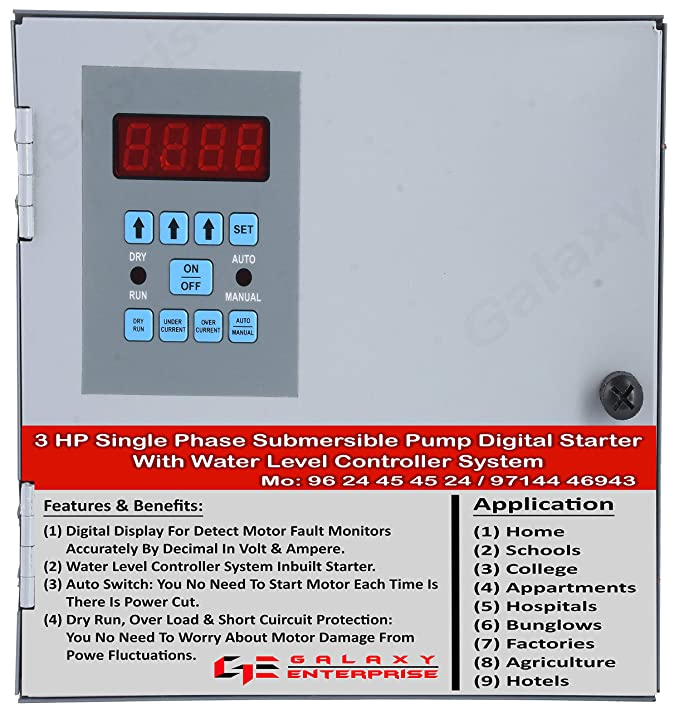 Water Pump Control Box Wiring Diagram the Galaxy Enterprise 3 Hp Single Phase Automatic Submersible Pump Starter Digital Control Panel Water Level Controller System Auto Switch Silver Water Pump Control Box Wiring Diagram the Galaxy Enterprise 3 Hp Single Phase Automatic Submersible Pump Starter Digital Control Panel Water Level Controller System Auto Switch Silver