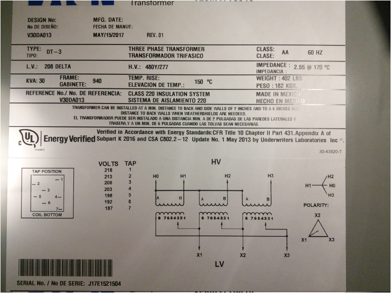 208 to 480 3 Phase Transformer Wiring Diagram Need Help Im Installing 3 Phase Transformer 208v Delta