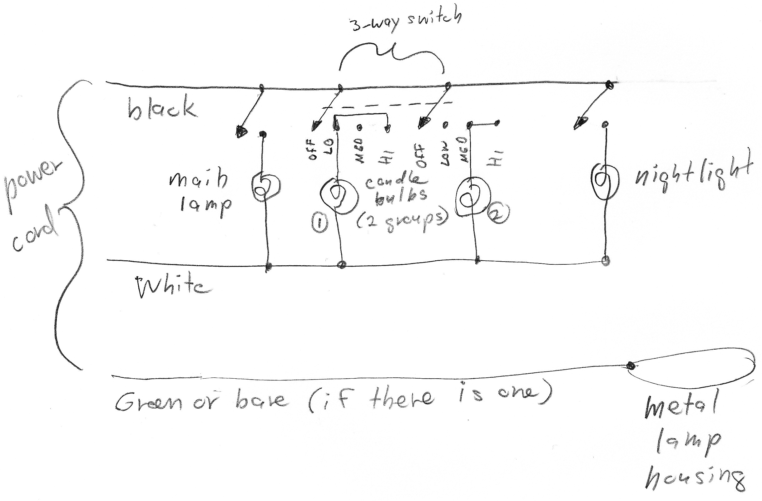 3 Bulb Lamp Wiring Diagram I Have A Antique Floor Lamp 1 Main Bulb In the Center W