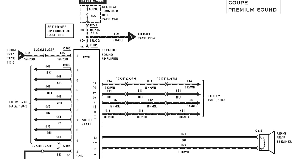 Ford Contour Stereo Wiring Diagram Amp Premium sound Wiring Diagram 1998 ford Contour