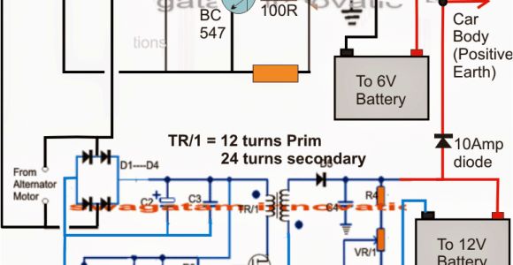 12 Volt Battery Charger Wiring Diagram Battery Charger for Positive Earth Cars Homemade Circuit