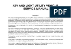 1996 Polaris Xplorer 400 Wiring Diagram Polaris atv Service Manual 1996 1998 All Models Vehicles