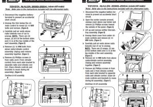 2005 toyota Avalon Radio Wiring Diagram 2003 toyota Avaloninstallation Instructions