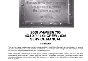 2007 Polaris Ranger 700 Xp Wiring Diagram 2008 Polaris Ranger 4×4 700 Efi Service Repair Manual