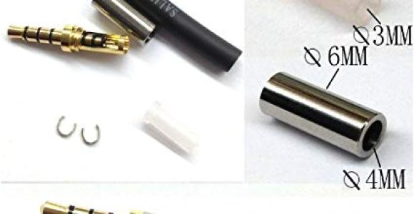 3.5 Mm Stereo Jack Wiring Diagram Amazon Com Gold 4 Pole 3 5mm Male Repair Headphone Jack Plug Metal