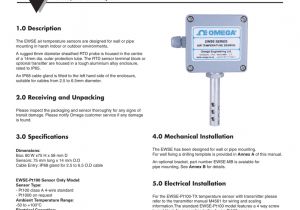 4 Wire Pt100 Wiring Diagram Omega Ewse Series Rugged Weatherproof Temperature Sensors