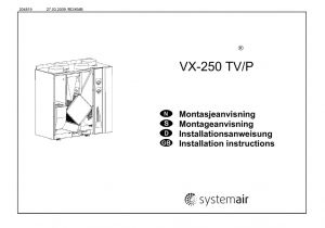 Ahu Control Panel Wiring Diagram Air Handling Unit Systemair Vx 250 Tv P Installation Manual