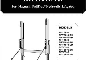 Anthony Liftgate Switch Wiring Diagram Parts Manual for Magnum Railtrac Hydraulic Liftgates Models