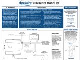 Aprilaire Humidifier Wiring Diagram Aprilaire 500 Specifications Manualzz Com