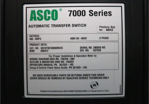 Asco 7000 Series Automatic Transfer Switch Wiring Diagram Amazon Com asco H07atbc30800n5xc 800 Amp 480v 4w 7000 bypass