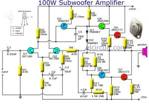 Auto Amplifier Wiring Diagram Subwoofer Amplifier 100w Output with Transistor In 2019 Delz