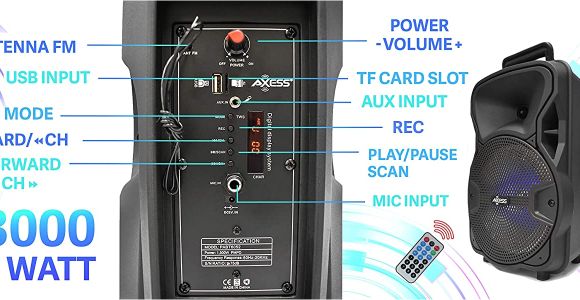 Axess Bluetooth Speaker Wiring Diagram Disco Lights Fm Aux Party Speaker Wireless Portable