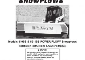 Blizzard Power Plow Wiring Diagram Om Ii Skid Steer Power Plow Snowplow Models 810ss 8611ss