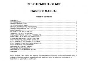 Boss Snow Plow Wiring Diagram Truck Side Rt3 Straight Blade Owner S Manual Manualzz