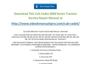 Cub Cadet 2140 Wiring Diagram Cub Cadet 2000 Series Tractors Service Repair Manual 2130 2135 2140