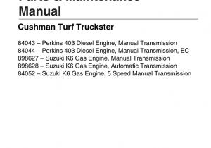 Cushman Turf Truckster Wiring Diagram Cushman 898628 Specifications Manualzz Com