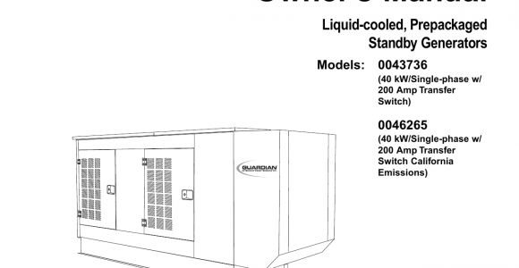 Generac Portable Generator Wiring Diagram Generac Portable Generator 0043736 0046265 User Manual