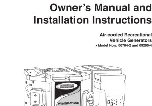 Generac Rv Generator Wiring Diagram Generac 00784 2 09290 4 Owners Manual Primepact 50 70 Rv