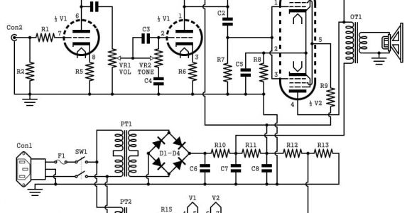 Guitar Amp Wiring Diagram 2w Tube Guitar Amp Schematic