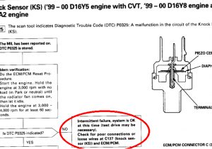 Honda Crv Knock Sensor Wiring Diagram Honda Mil Es On Intermittently with Knock Sensor Code