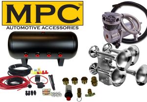 Horn Tech Train Horn Wiring Diagram Mpc Giant Quad Train Horn Kit for Trucks Cars Complete Kit 4 Chrome Train Horn Trumpets 12 Volt 200 Psi Air System with 100 Duty Cycle Air