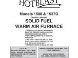Hot Blast Wood Furnace Wiring Diagram Us Stove Company Hotblast 1400 Operating Instructions Manualzz