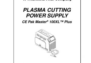 Hypertherm Powermax 1650 Wiring Diagram thermal Dynamics Pakmaster 100 Xl Plus Service Manual