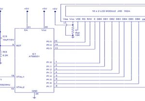 Lcd Display Wiring Diagram Interfacing Of 16a 2 Lcd with 8051 Microcontroller