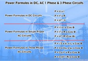 Single Phase to 3 Phase Converter Wiring Diagram Power formulas In Dc Ac Single Phase Three Phase Circuits