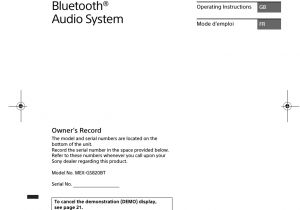 Sony Mex R1 Wiring Diagram Mexgs820bt Bluetooth Audio System User Manual Mex Gs820bt sony
