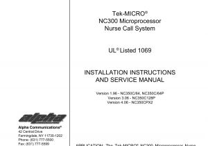 Tektone Intercom Wiring Diagram Nc300 Nurse Call System Manualzz Com