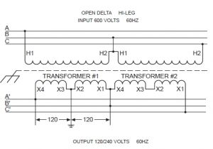 Transformer Wiring Diagram 480 to 120 Open Delta Transformer Wiring